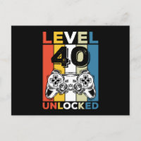 Birthday 40th Level Unlocked 40 Gaming Vintage