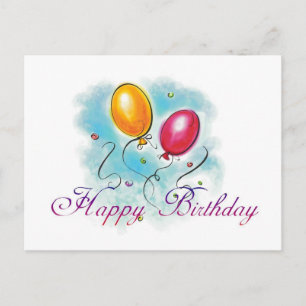 Cartão Postal Birthday Ballons