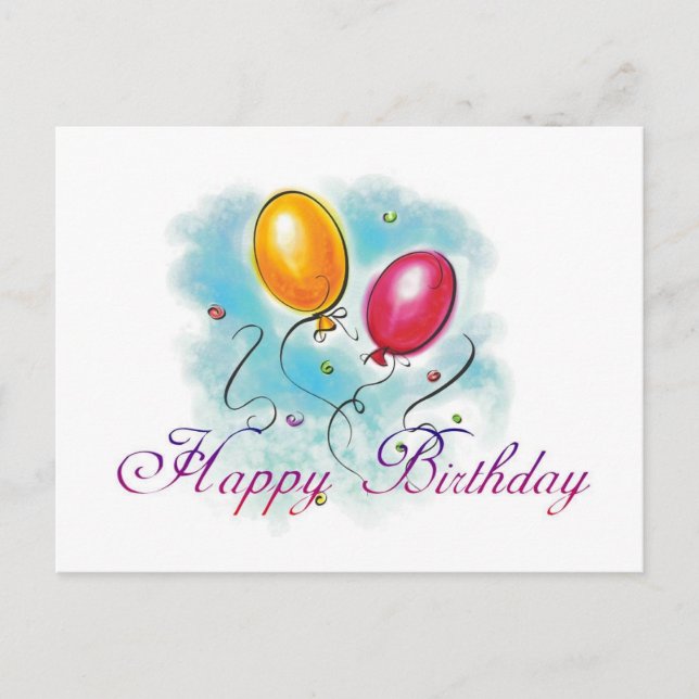 Cartão Postal Birthday Ballons (Frente)