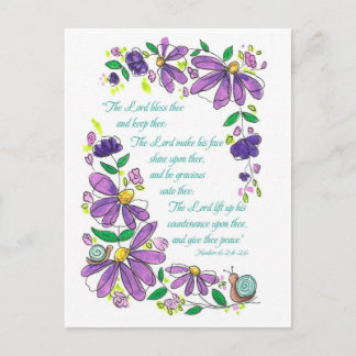 Cartão Postal Birthday Blessings Scripture Numbers 6:24-26