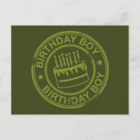 Birthday Boy - efeito de selo de borracha - verde