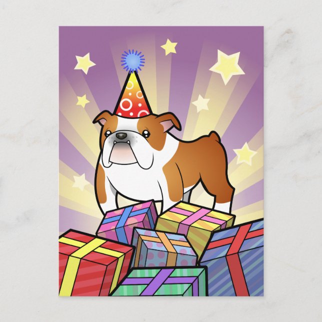 Cartão Postal Birthday Bulldog (Frente)