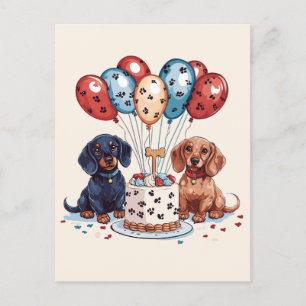 Cartão Postal Birthday Dachshund Dogs