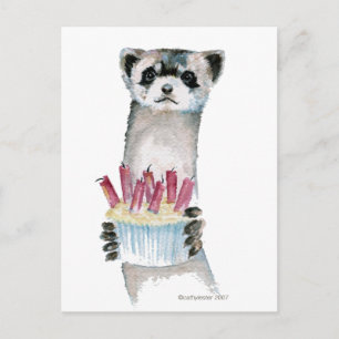 Cartão Postal Birthday Ferret