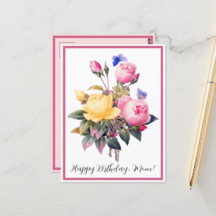Cartão Postal Birthday Floral Rosa Amarelo Rosas Amarelas Rosas