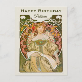 Cartão Postal Birthday Mucha Reverie DaydreArt Nouveau CC1031