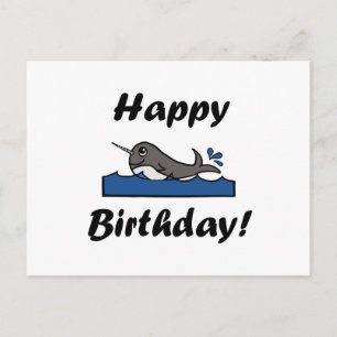 Cartão Postal Birthday Narwhal