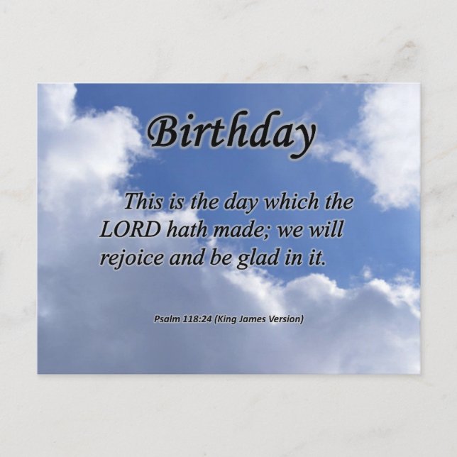 Cartão Postal Birthday Psalm 118-24 (Frente)