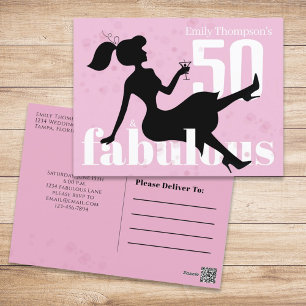 Cartão Postal Birthday Retro 50 e Fabuloso Cocktail Martini