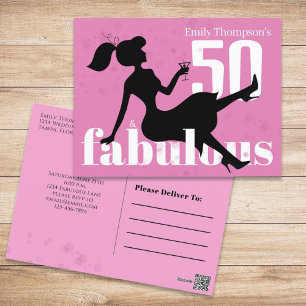 Cartão Postal Birthday Retro 50 e Fabuloso Cocktail Martini