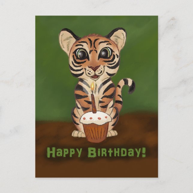 Cartão Postal Birthday Tiger (Frente)