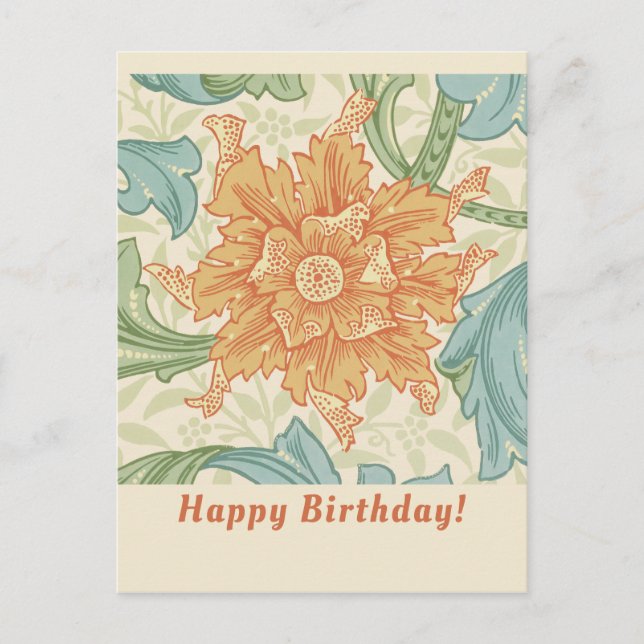 Cartão Postal Birthday William Morris floral wallpaper CC1133 (Frente)