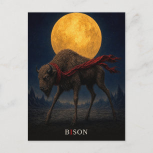 Cartão Postal Bisão Lenço Vermelho gótico Surrealista