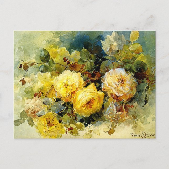 Cartão Postal Bischoff - Rosas (amarelas) (Frente)