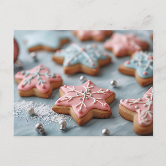 Cartão Postal Biscoitos de Açúcar de Natal Festivos (Frente)