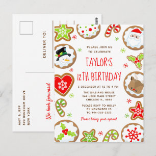 Cartão Postal Biscoitos de Natal Festa de Aniversário Vermelho e