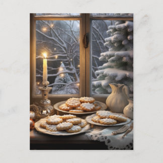 Cartão Postal Biscoitos de Natal num dia de neve
