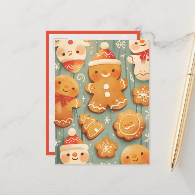 Cartão Postal Biscoitos Festivos de Gengibre (Frente/Verso In Situ)