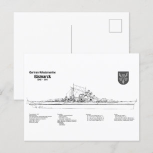 Cartão Postal Bismarck - Planos Blueprint do Batehip - BD