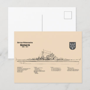 Cartão Postal Bismarck - Planos de Impressão Blueprint de Embarc