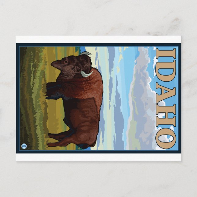 Cartão Postal Bison Scene - Idaho (Frente)