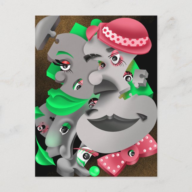 Cartão Postal Bits e peças - Cartão-postal Surreal Quebra-cabeça (Frente)