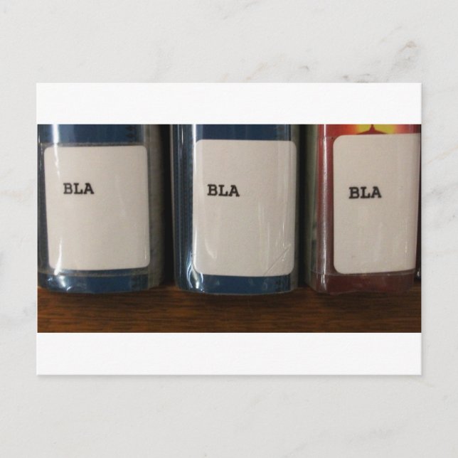 Cartão Postal "Bla, Bla, Bla" - Números de Chamada de Biblioteca (Frente)