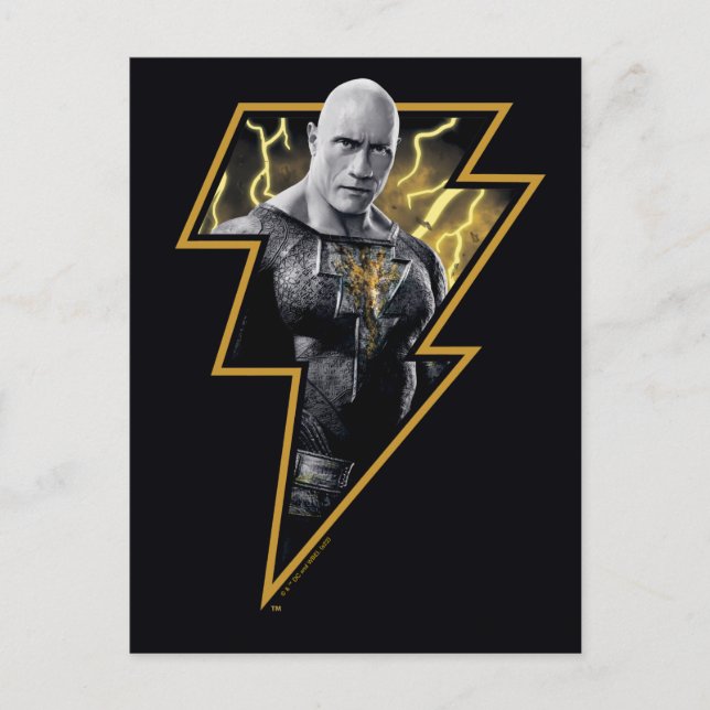 Cartão Postal Black Adam Gray and Gold Lightning Graphic (Frente)