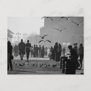 Cartão Postal Black and White Photo of Coney Island Boardwalk