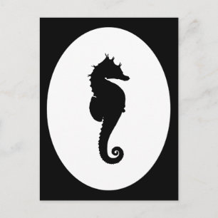 Cartão Postal Black and White Seahorse
