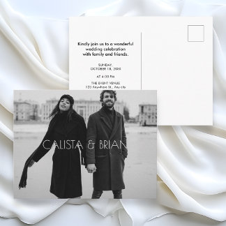 Cartão Postal Black and white stylish photo wedding