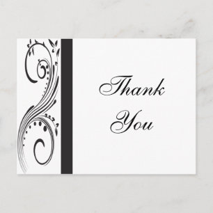 Cartão Postal Black and White Swirings Obrigado