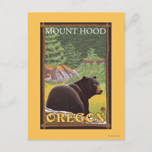 Cartão Postal Black Bear in Forest - Mount Hood, Oregon