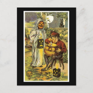 Cartão Postal Black Cat and Boy do Halloween