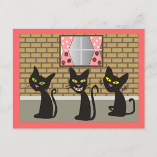 Cartão Postal Black Cat Art Oferece "We Three Amigos"