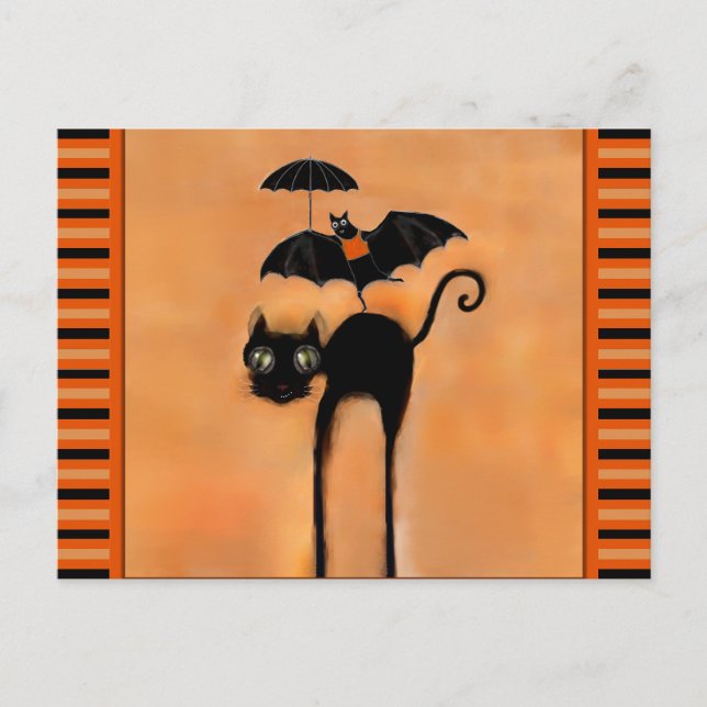Cartão Postal Black Cat Halloween (Frente)