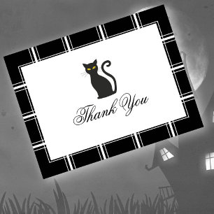 Cartão Postal Black Cat Obrigado Halloween Black