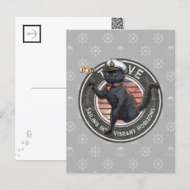 Cartão Postal Black Cat Sunset: Uma Viagem para THRIVE Postcard