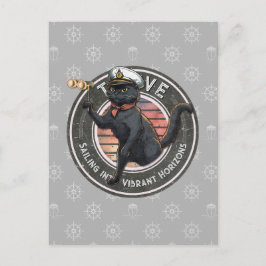 Cartão Postal Black Cat Sunset: Uma Viagem para THRIVE Postcard