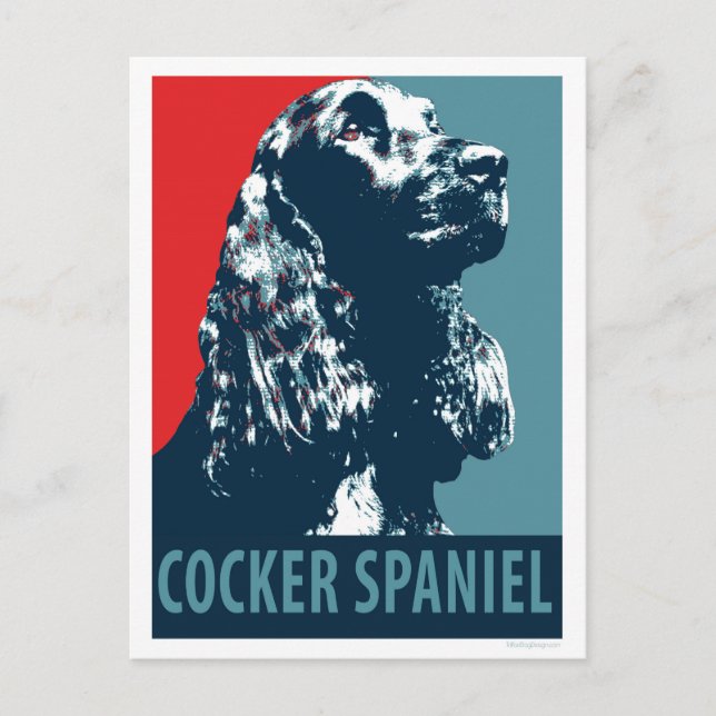 Cartão Postal Black Cocker Spaniel Hope Dog Pop Art (Frente)
