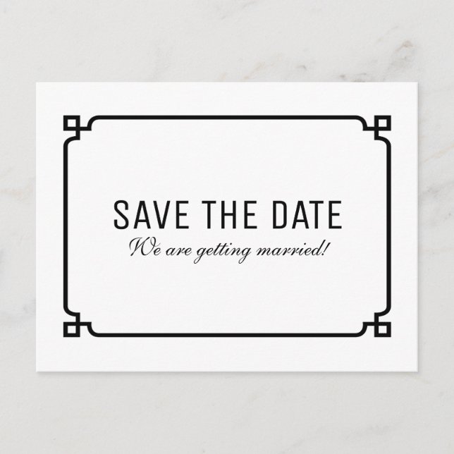 Cartão postal Black Deco Save the Date (Frente)