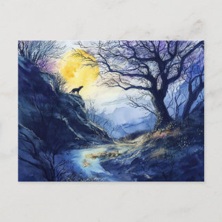 Cartão Postal Black Dog Guardian Rosstrappe Legend Watercolor