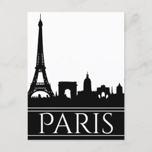 Cartão Postal Black e White Paris Skyline Eiffel Tower
