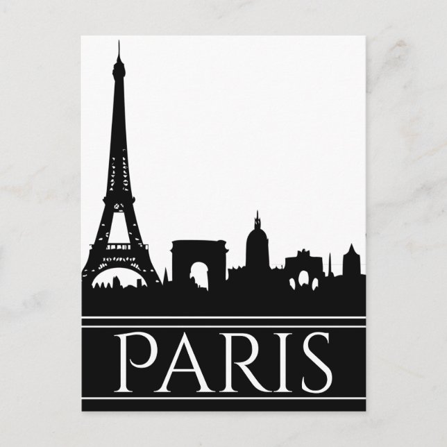 Cartão Postal Black e White Paris Skyline Eiffel Tower (Frente)