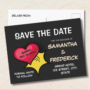 Cartão postal Black Elegant Save the Date Modern