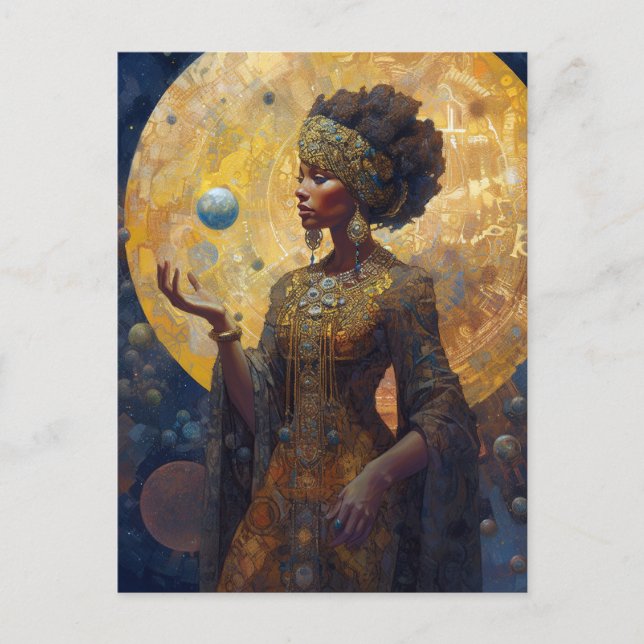 Cartão Postal Black Fantasy Sorceress Magic Fantasy (Frente)