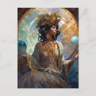 Cartão Postal Black Fantasy Sorceress Magic Fantasy