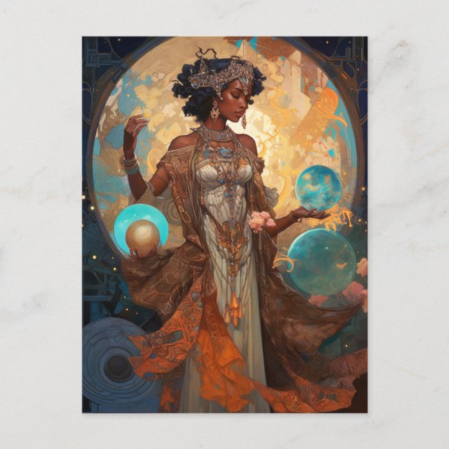 Cartão Postal Black Fantasy Sorceress Magic Fantasy (Frente)