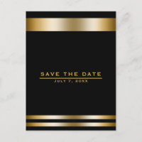 Black & Gold Elegante Engajamento Salve a Data