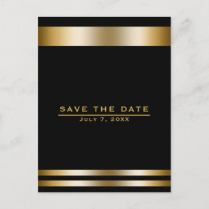 Cartão Postal Black & Gold Elegante Engajamento Salve a Data
